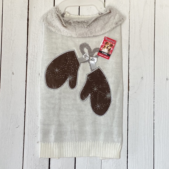 Other - Pet White Sparkle Mittens Sweater